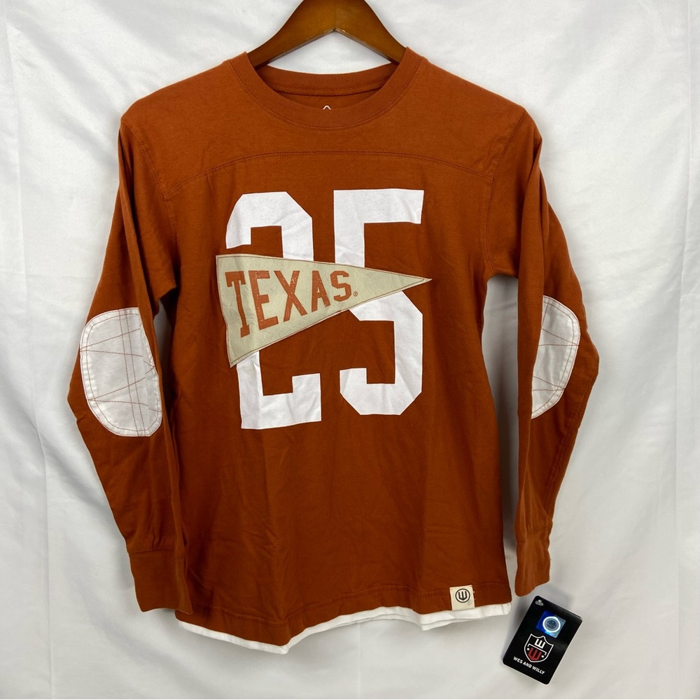 NWT Wes & Willy University of Texas Longhorns Boys Sz Medium Football Shirt $36